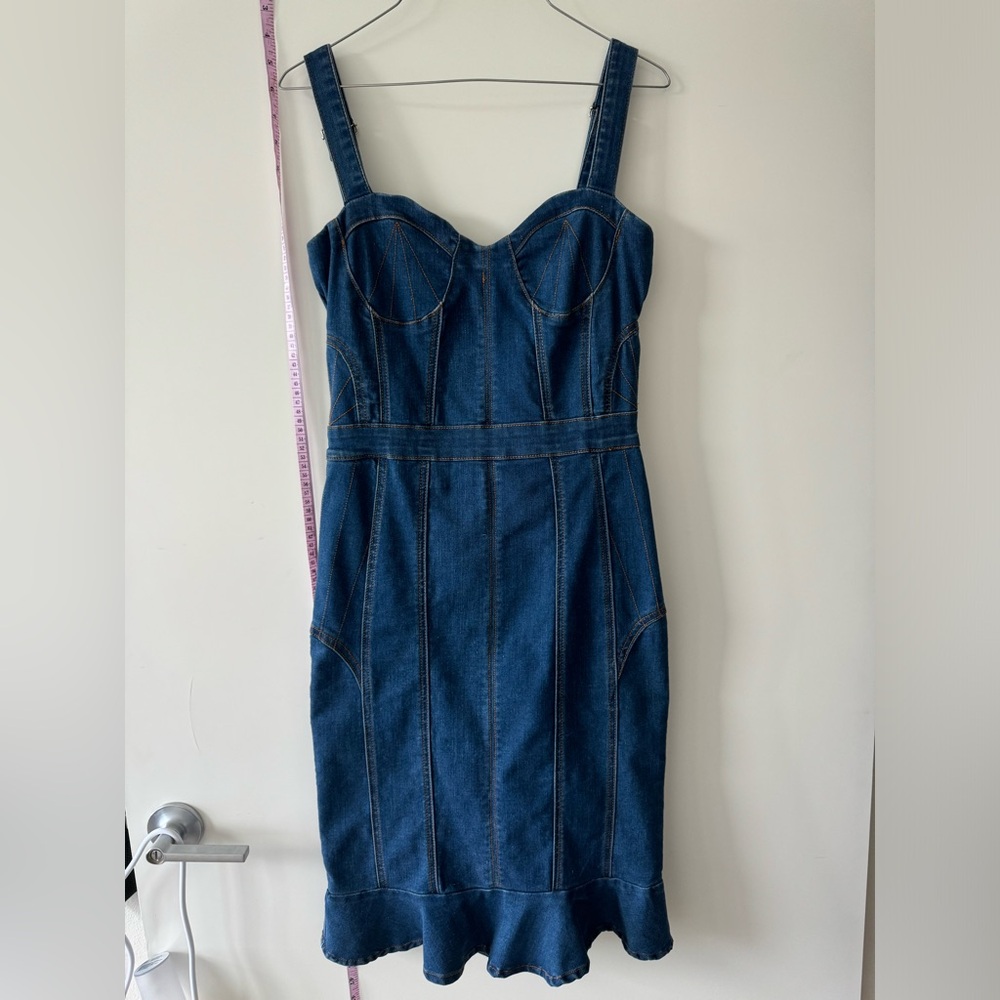 Bebe Corset Denim Midi Dress